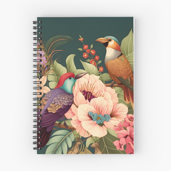 Aperçu de l'œuvre Art botanique, Boho Exotica, jardin naturel et oiseau sur fond vert créée et vendue par MonkStudio.