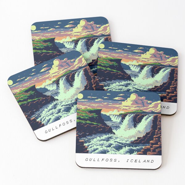 Item preview, Gullfoss Iceland Pixel Art Retro designed and sold by PixelAirlines.