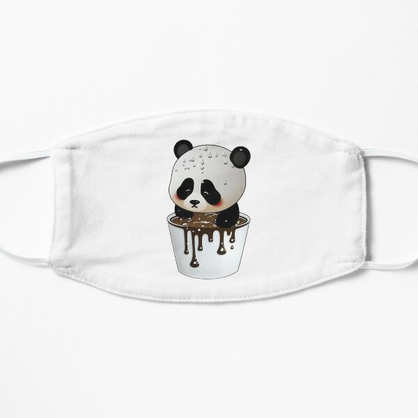 Cute Coffee Lover Panda | Coffee Panda | Panda Loves Coffee Flat Mask