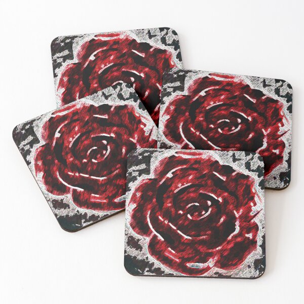 Artikelvorschau, Abstrakter roter Rosen-Digital-Entwurf durch Veda Modern Distorted Flower entworfen und verkauft von kattakitty.