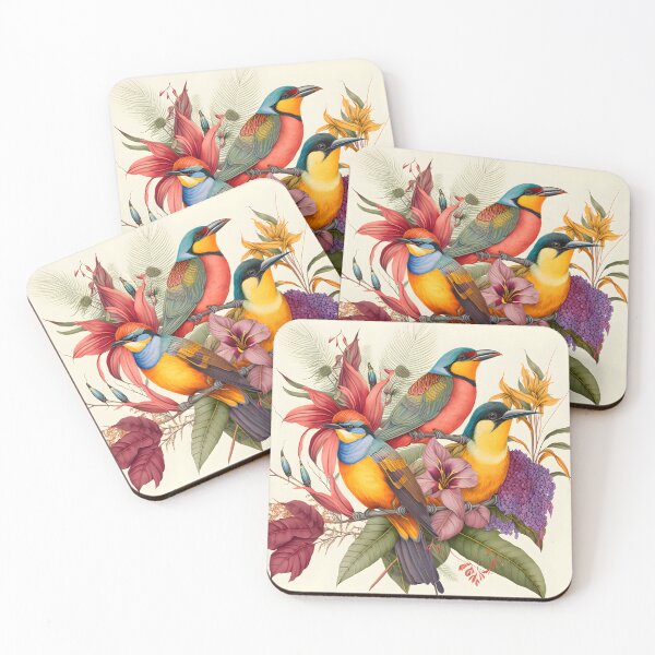 Item preview, Botanical Art, Boho Exotica, Nature garden and bird in Beige Background designed and sold by MonkStudio.
