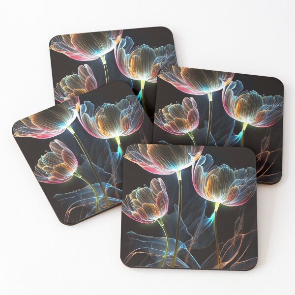 Item preview, flowers with Luminous Lights black background, led backlight artphotos 08 designed and sold by jetaiart.