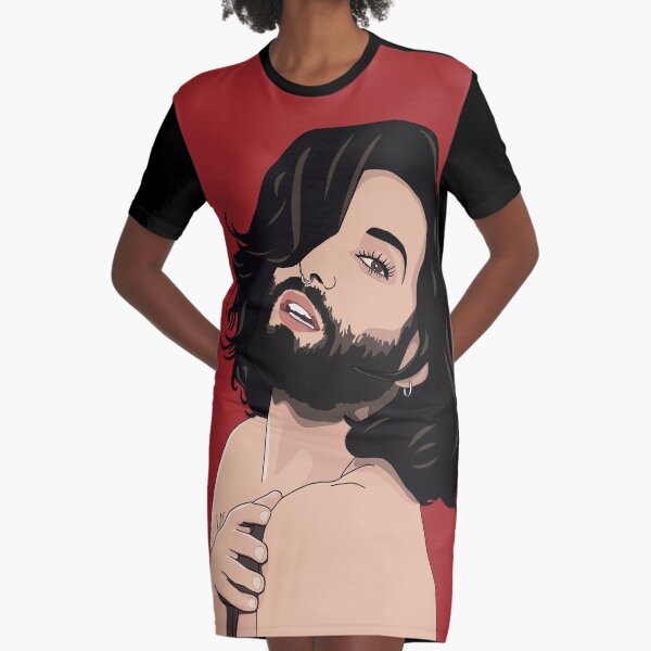 With red background Graphic T-Shirt Dress