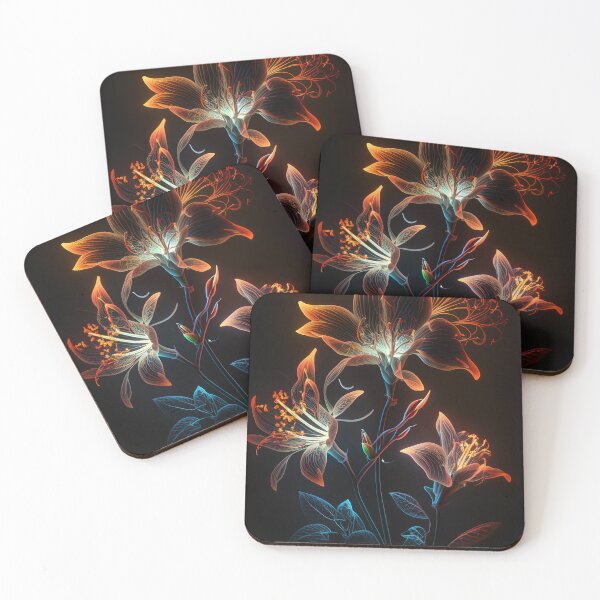 Item preview, flowers with Luminous Lights black background, led backlight artphotos 10 designed and sold by jetaiart.