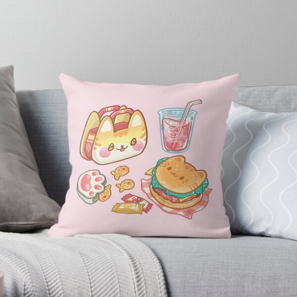 Kitty Combo Meal Throw Pillow