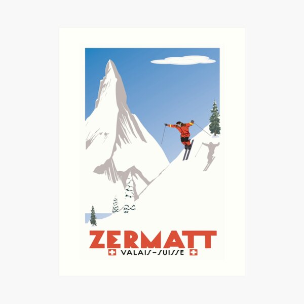 Zermatt, Valais, Switzerland,Ski Poster Art Print