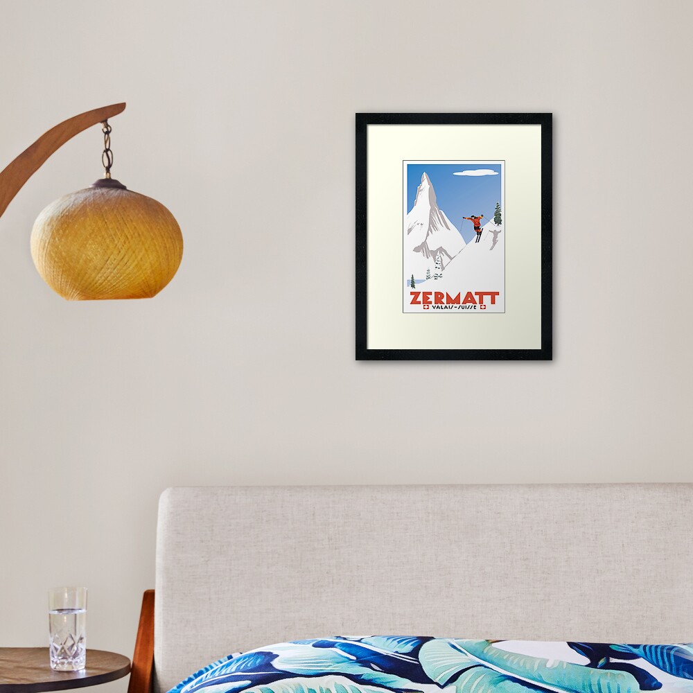 Zermatt, Valais, Switzerland,Ski Poster Framed Art Print