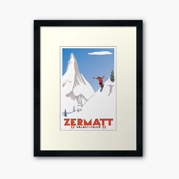 Zermatt, Valais, Switzerland,Ski Poster Framed Art Print