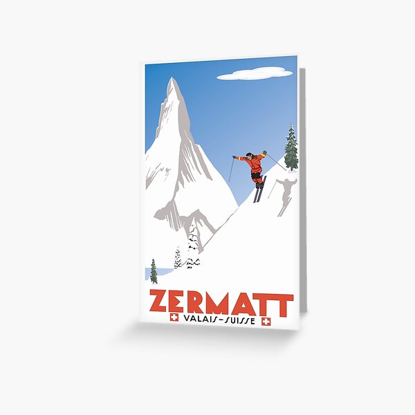 Zermatt, Valais, Switzerland,Ski Poster Greeting Card