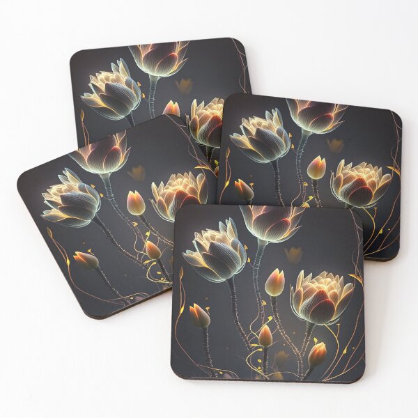 Item preview, flowers with Luminous Lights black background, led backlight artphotos 14 designed and sold by jetaiart.