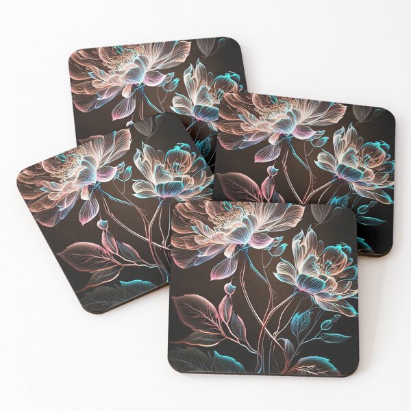 Item preview, flowers with Luminous Lights black background, led backlight artphotos 16 designed and sold by jetaiart.