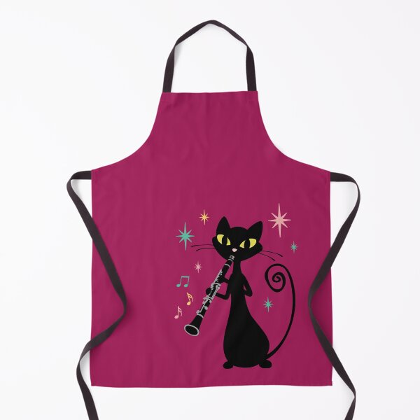Item preview, Clarinet Playing Retro Black Cat, Mid Century Modern designed and sold by Jazznote.