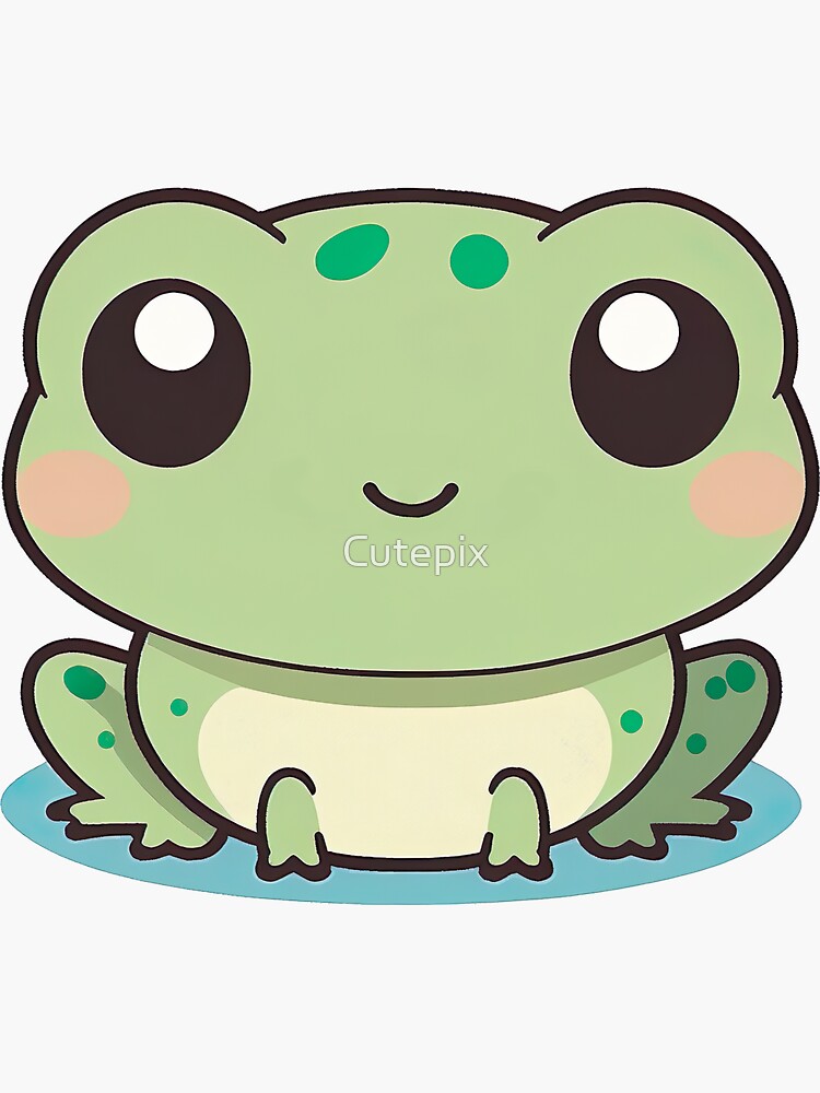 Happy Frog Cute Kawaii Chibi Hand Drawn Illustration | Sticker
