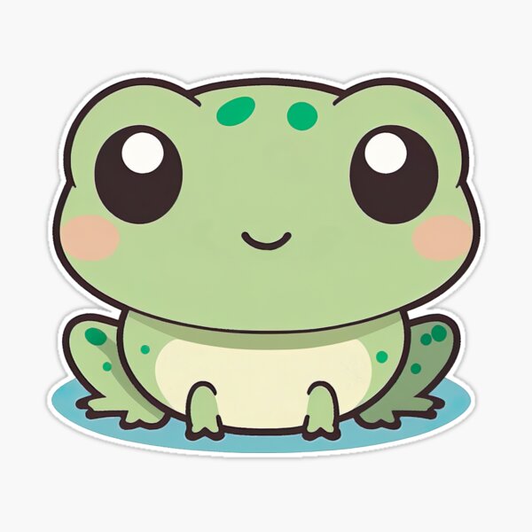 Happy Frog Cute Kawaii Chibi Hand Drawn Illustration Sticker for