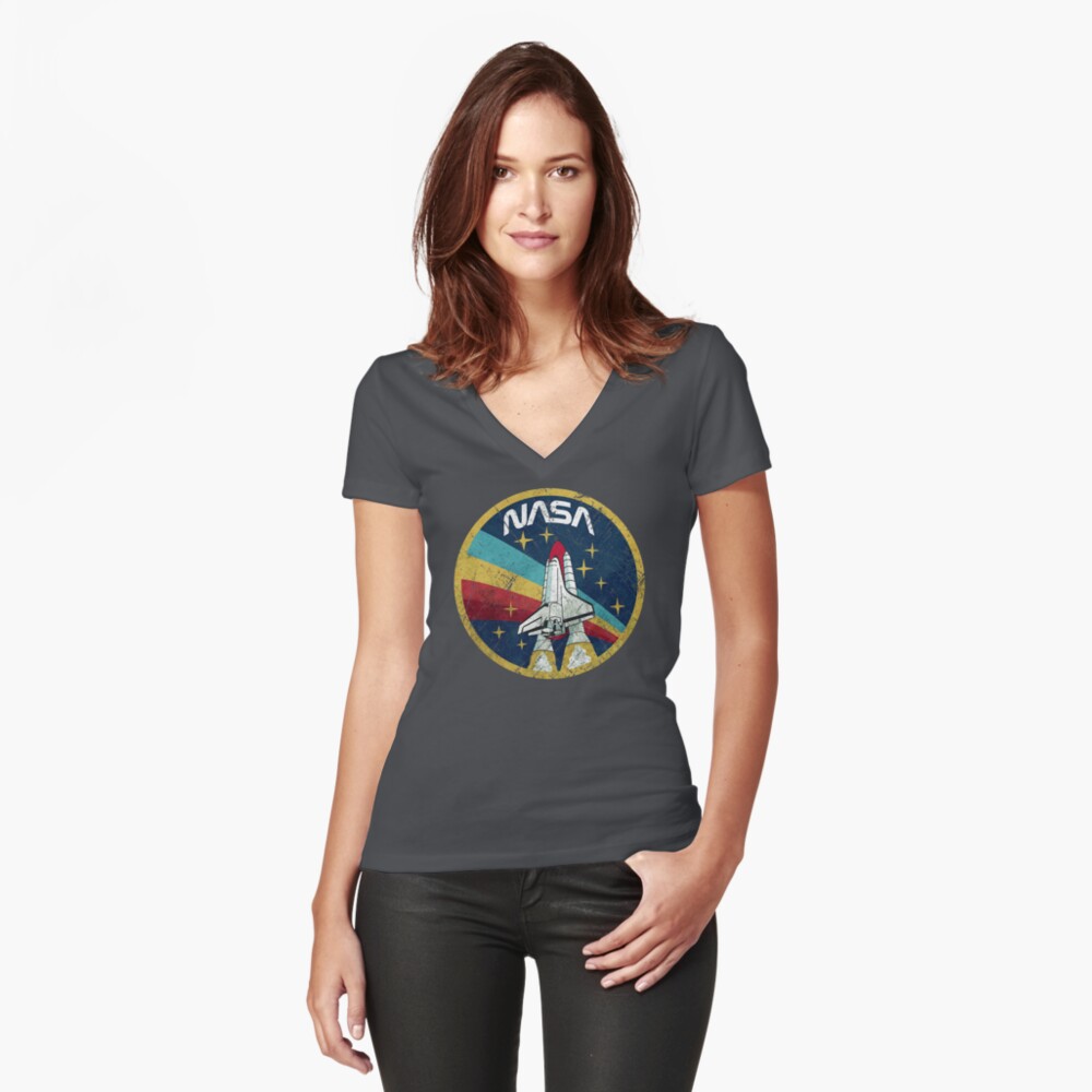 Nasa Vintage Colors V01 Fitted V-Neck T-Shirt