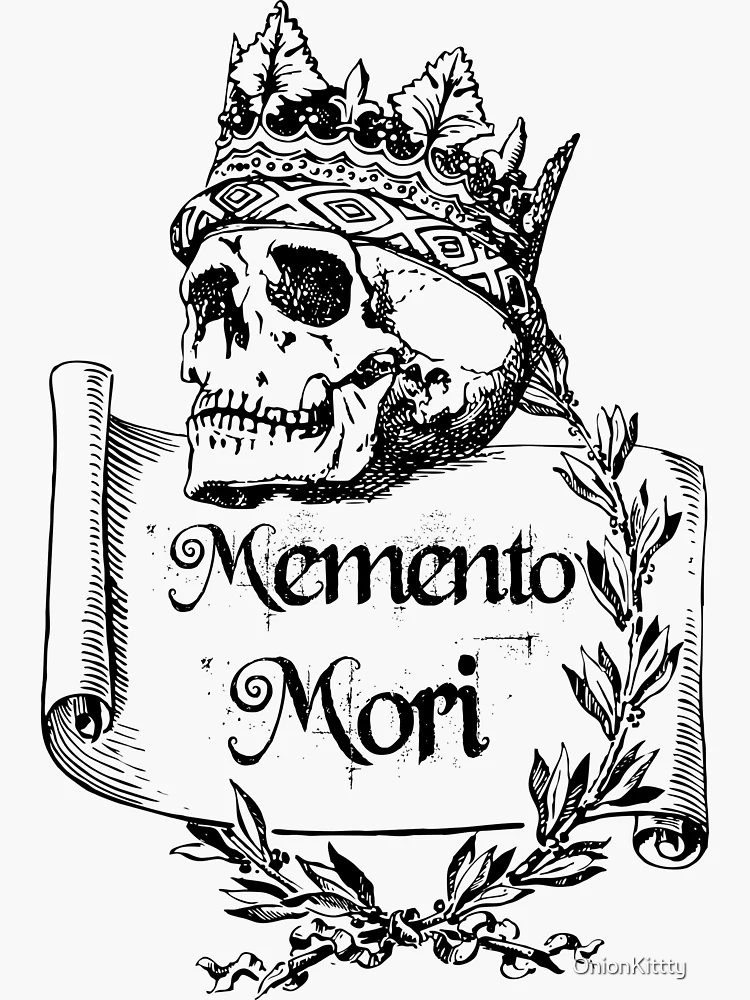 Memento Mori Skull Scroll Sticker by OnionKittty