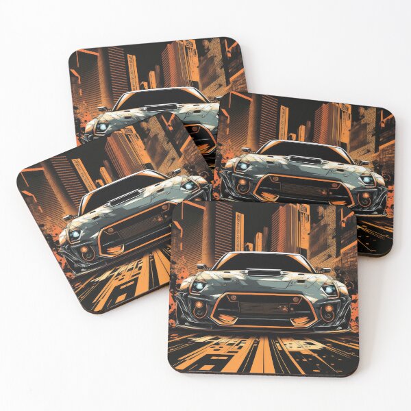 Item preview, Cyberpunk Sports Car Speeding Towards Finish Line Neon Rush Out Runner designed and sold by ultra-cool.