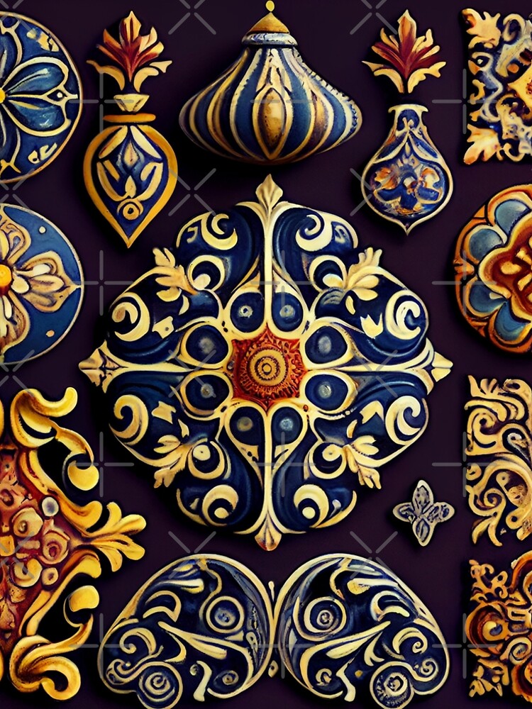 Aperçu 5 sur 5. Robe trapèze avec l'œuvre Ceramic European Pattern Digital Painting créée et vendue par CodeAndColors.
