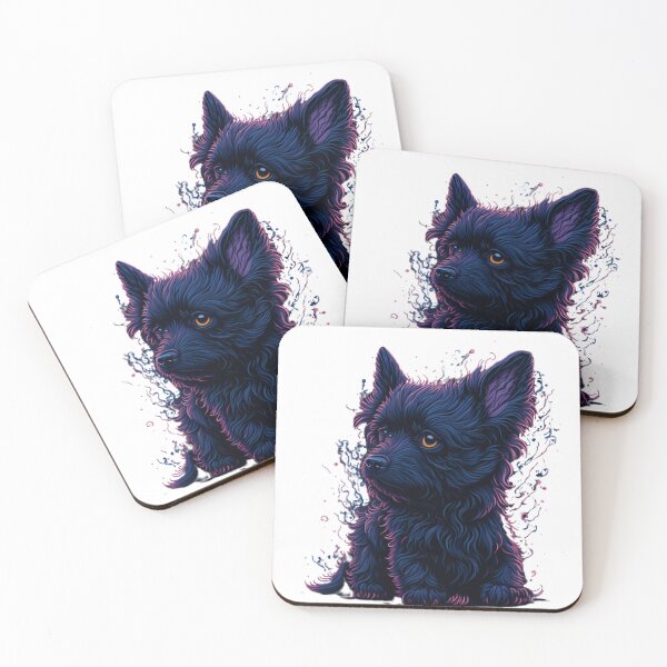 Item preview, Fantasy Concept Art of a Black Dog in a Complementary Color Scheme designed and sold by Valeree Store.