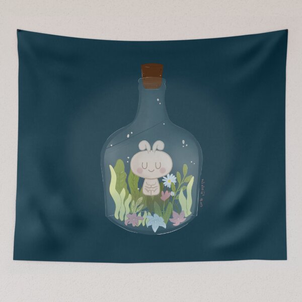 Item preview, The cute bunny meditates in a glass bottle while Visualizing his own world.   designed and sold by Kimchi-style-.