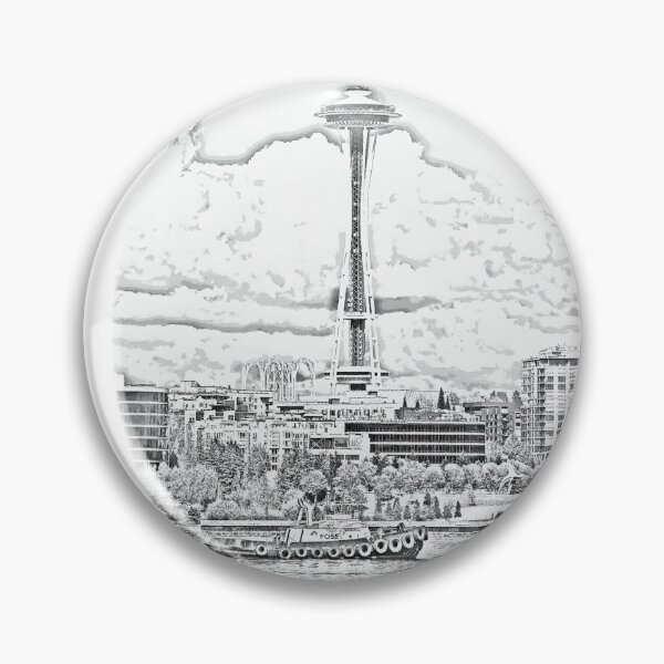 Item preview, Sketch Foss Tugboat & Seattle Space Needle designed and sold by Jason Mosley.