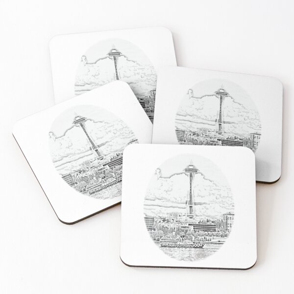 Item preview, Sketch Foss Tugboat & Seattle Space Needle designed and sold by Jason Mosley.