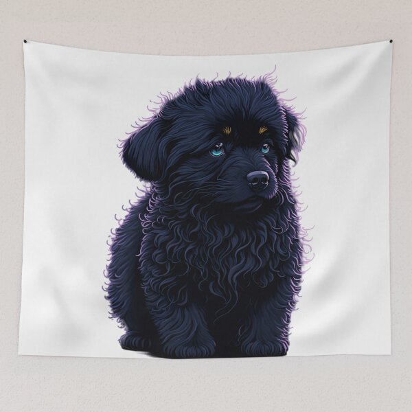Item preview, 8K Resolution Splash Screen Featuring a Fluffy Black Dog with Paint Dripping designed and sold by Valeree Store.