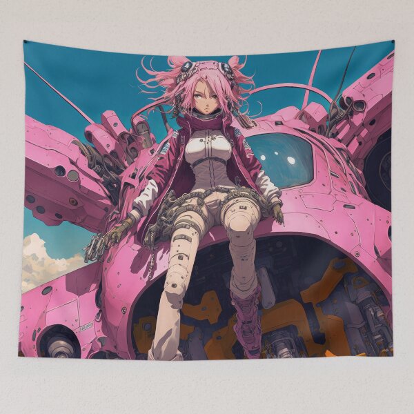 Item preview, Hot Pink Girl Sitting On Giant Mecha Robot Machine  designed and sold by ultra-cool.