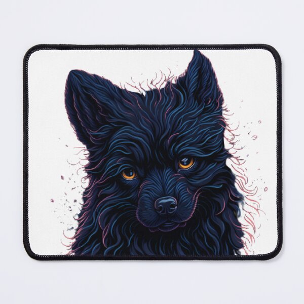 Item preview, Intricately Detailed Splash Art of a Cute Fluffy Black Dog in Action designed and sold by Valeree Store.