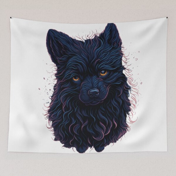 Item preview, Intricately Detailed Splash Art of a Cute Fluffy Black Dog in Action designed and sold by Valeree Store.