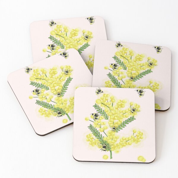 Item preview, Illustrazione mimosa con api e sfondo chiaro. designed and sold by Lucia85.
