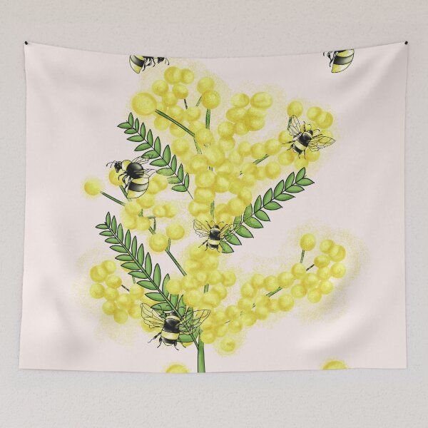 Item preview, Illustrazione mimosa con api e sfondo chiaro. designed and sold by Lucia85.