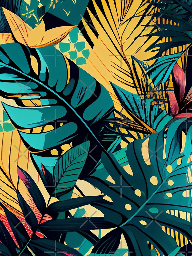 Aperçu 5 sur 5. Robe trapèze avec l'œuvre Angular Bold Tropical Pattern Digital Painting créée et vendue par CodeAndColors.