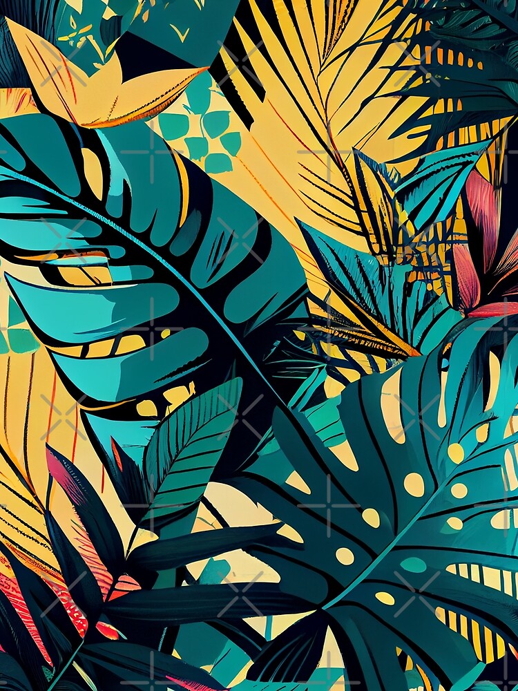 Thumbnail 3 von 3, Tuch, Angular Bold Tropical Pattern Digital Painting designt und verkauft von CodeAndColors.