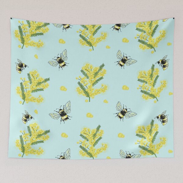 Item preview, Illustrazione con mimosa, api e sfondo chiaro designed and sold by Lucia85.