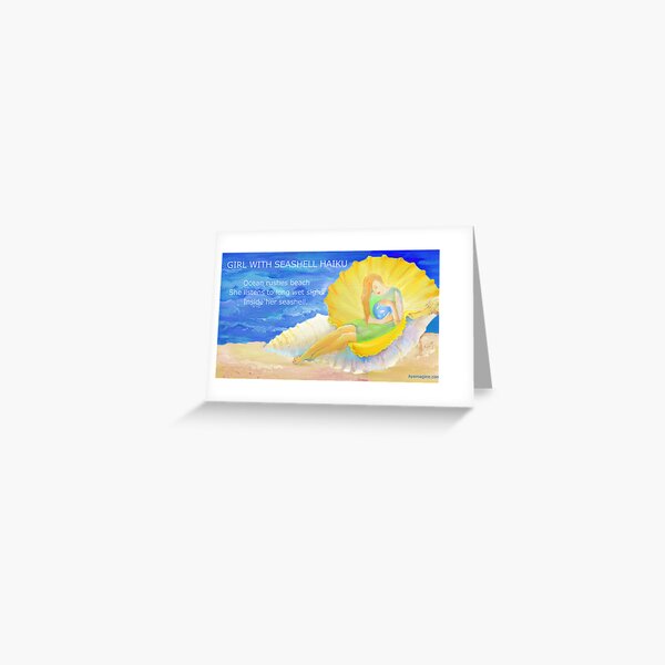 Girl With Seashell Haiku Greeting Card