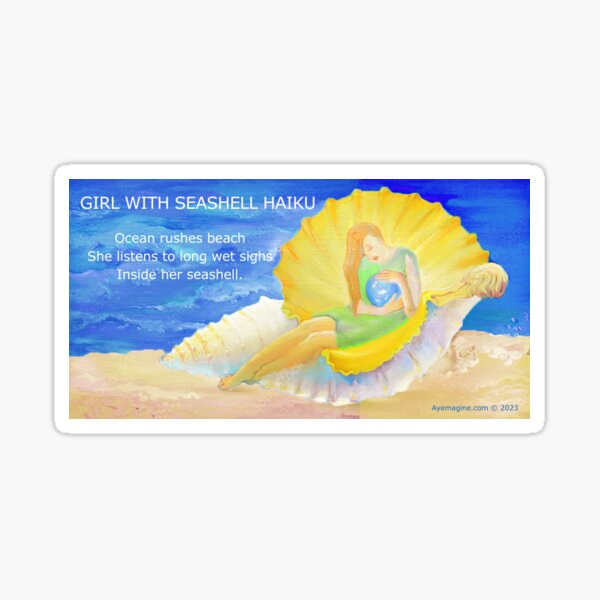 Girl With Seashell Haiku Sticker