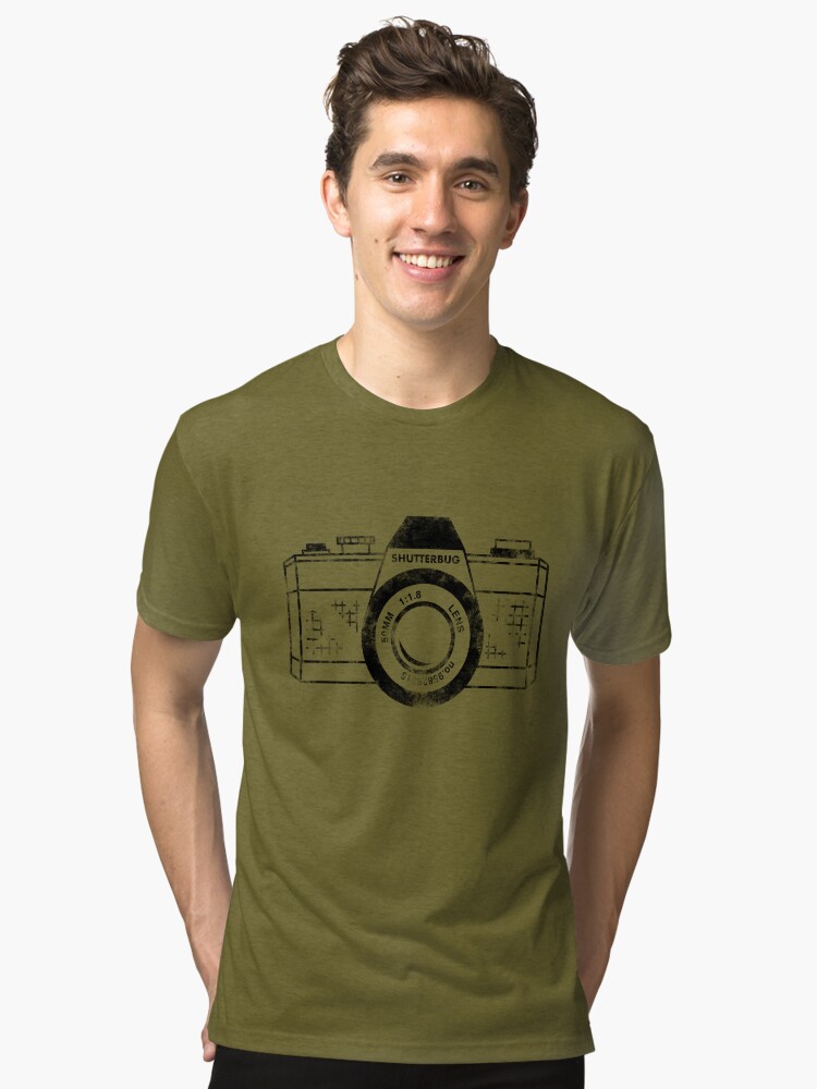 Thumbnail 1 of 7, Tri-blend T-Shirt, Shutterbug Vintage Camera Black designed and sold by lavenderochre.