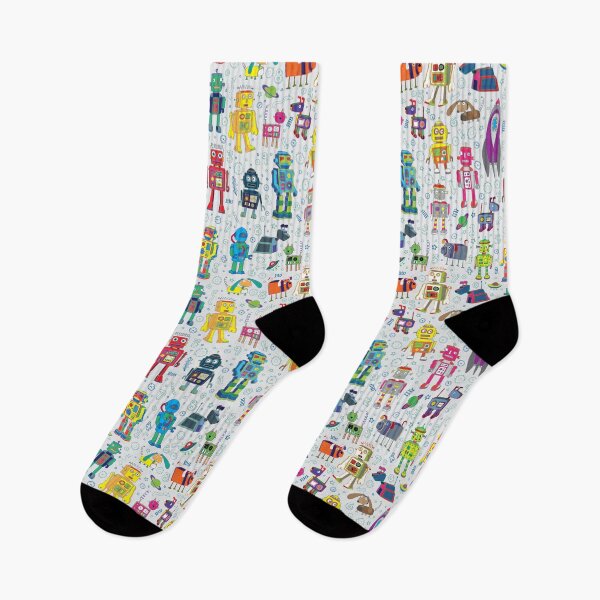 Item preview, Robots in Space - grey - Small scale - fun Robot pattern by Cecca Designs designed and sold by Cecca-Designs.