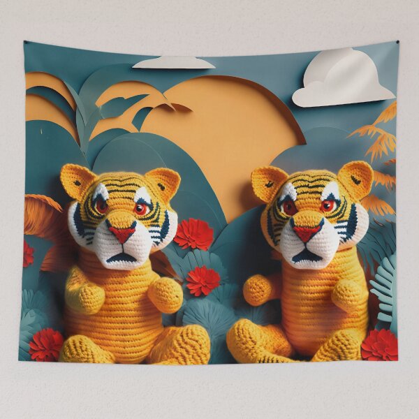 Item preview, Crochet Yellow Tiger Twins designed and sold by cuprum.