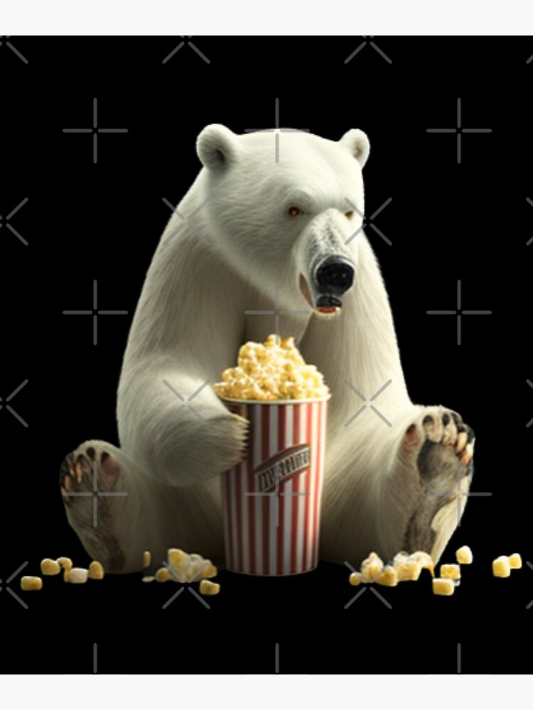 Discover polar bear with popcorn Premium Matte Vertical Poster