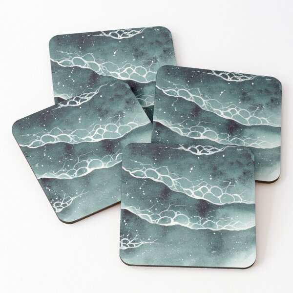 Item preview, Watercolor navy blue green ocean waves with white seafoam  designed and sold by MaryWatercolor.