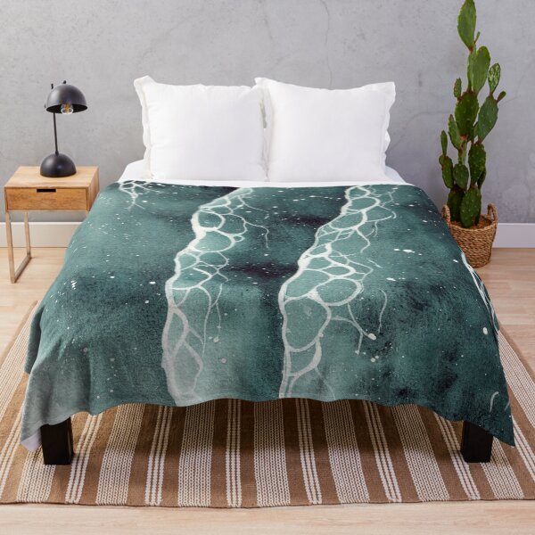 Item preview, Watercolor navy blue green ocean waves with white seafoam designed and sold by MaryWatercolor.