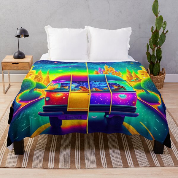 Item preview, A fantasy bus with people in a colourful psychedelic dream city designed and sold by KALEIDOSCOPE UK.