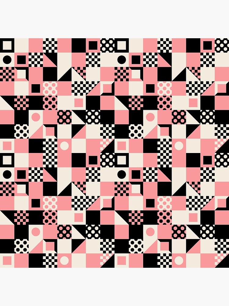 Geometric checkered pattern 01 Pink Black Canvas sold by Sudhir Kumar ...