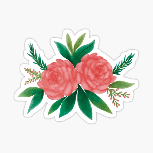 Peach peony small bouquet Sticker