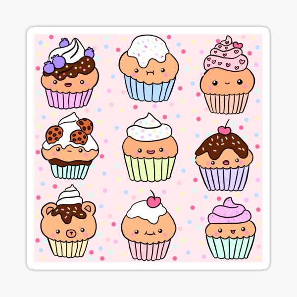 Cute cupcake illustration  Sticker for Sale by Yarafantasyart