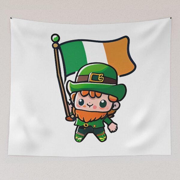 Item preview, Chibi Leprechaun With The Irish Flag designed and sold by TaurusDigital.