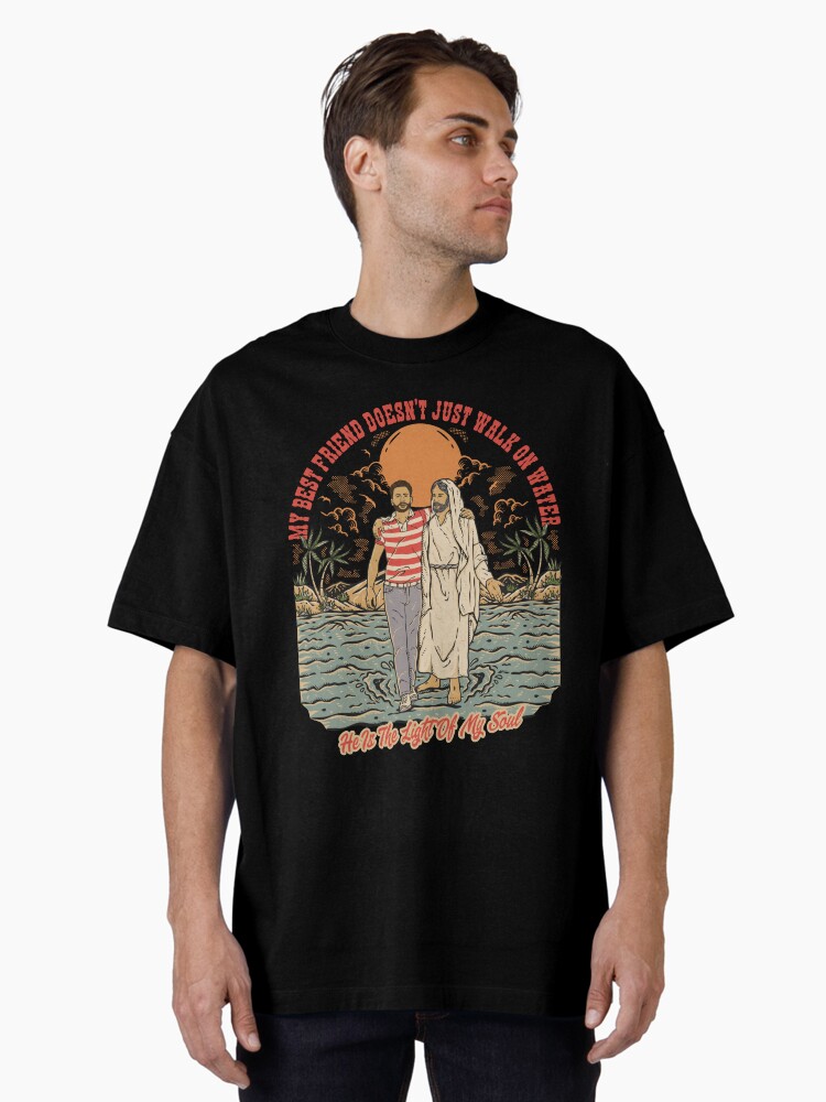 Thumbnail 2 of 7, Oversized T-Shirt, Jesus the Light of My Soul - Retro Christian - Male Edition designed and sold by ChristlikeMerch.