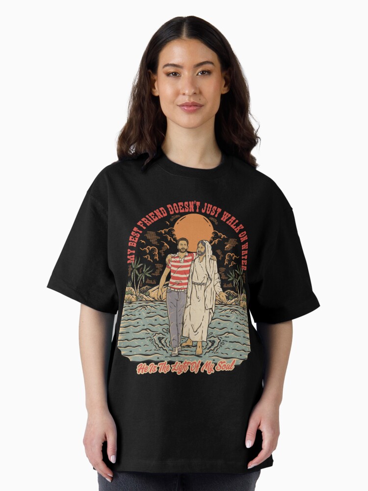Thumbnail 1 of 7, Oversized T-Shirt, Jesus the Light of My Soul - Retro Christian - Male Edition designed and sold by ChristlikeMerch.